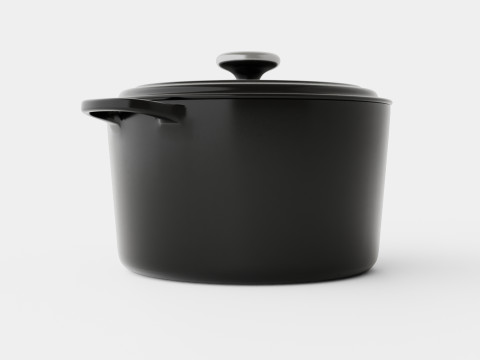 Signature Cast iron pot round Black 3D 모델
