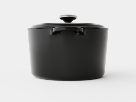 Signature Cast iron pot round Black 3D 모델