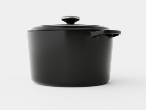 Signature Cast iron pot round Black 3D 모델