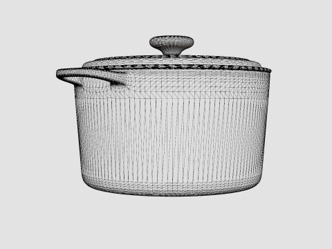 Signature Cast iron pot round Black 3D 모델