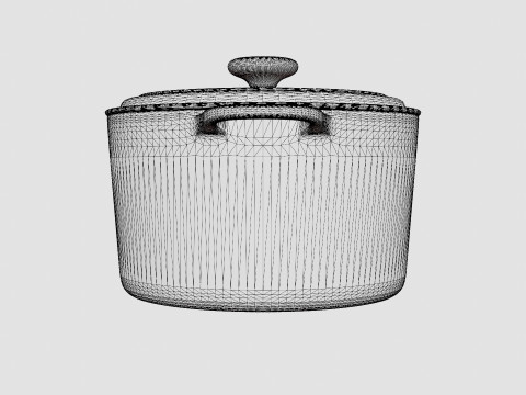 Signature Cast iron pot round Black 3D 모델
