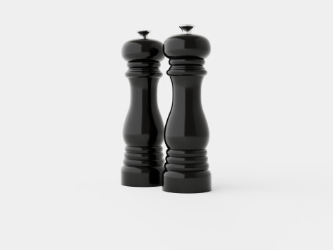 Salt and pepper grinder set glossy Black 3D 모델
