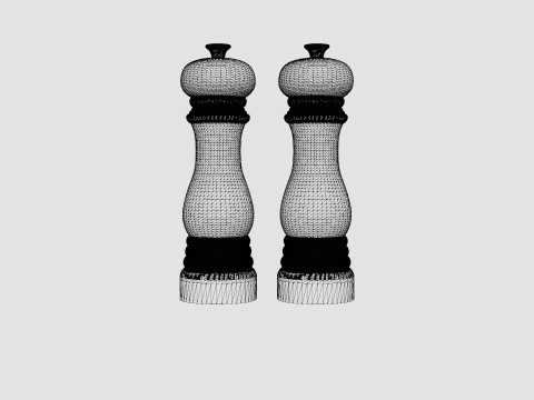 Salt and pepper grinder set glossy Black 3D 모델