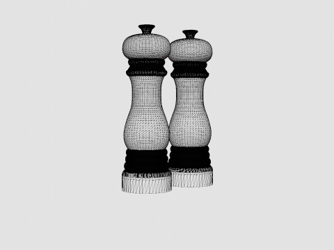 Salt and pepper grinder set glossy Black 3D 모델