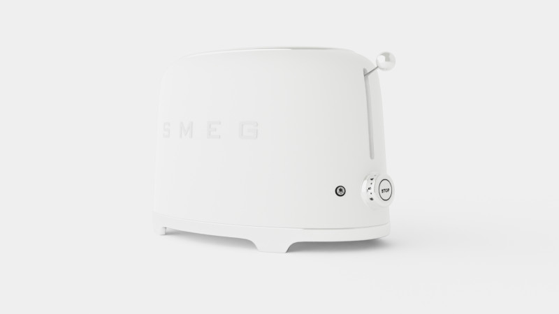 Retro Toaster 2 slices White 3D Model .c4d .max .obj .3ds .fbx .stl .blend 