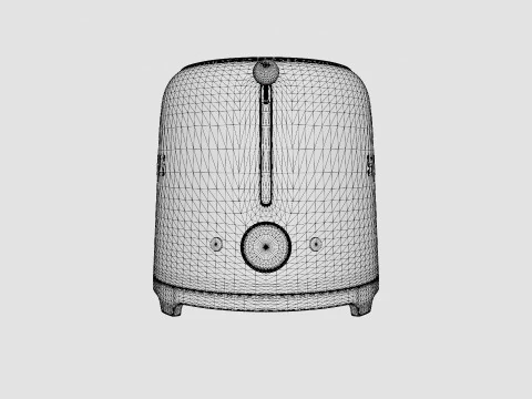 Retro Toaster 2 slices White 3D Model