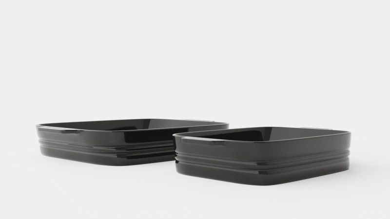 Oven dish set Stoneware Black 3D Model .c4d .max .obj .3ds .fbx .stl .blend 