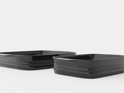 Oven dish set Stoneware Black 3D Model