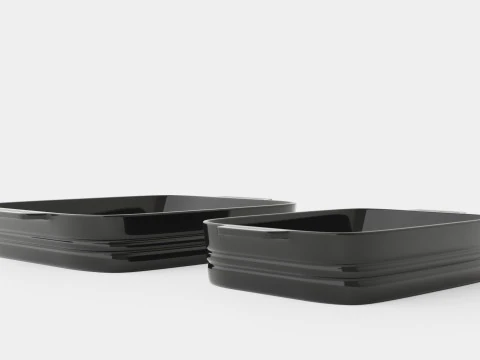 Conjunto de assadeiras em Grés Preto Modelo 3D