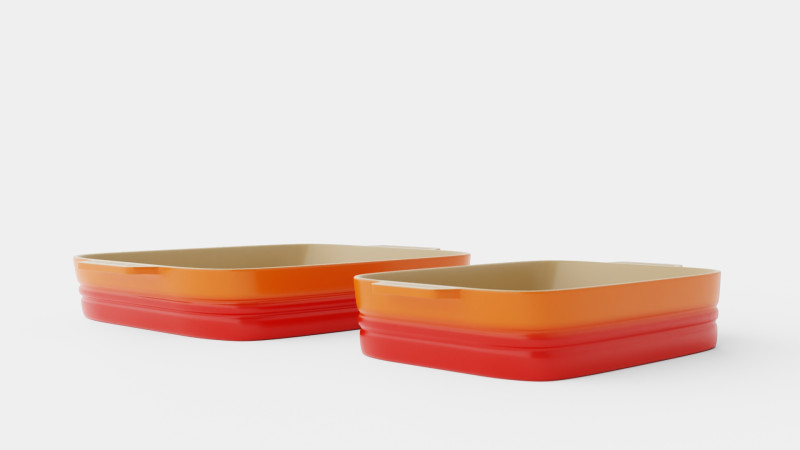 Oven dish set Stoneware Volcano 3D Model .c4d .max .obj .3ds .fbx .stl .blend 