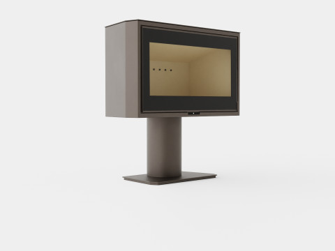 Heta Scan Line 100 wood burning stove on plinth 3D Model