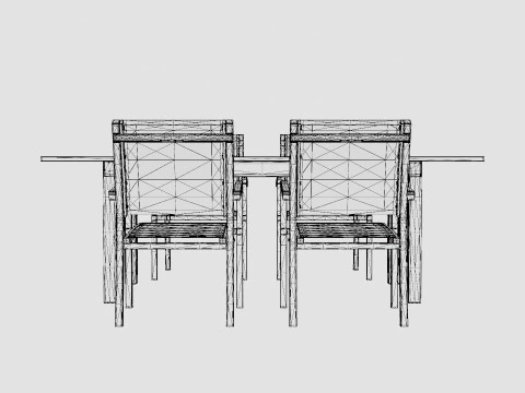 ツインダイニングセット 3Dモデル