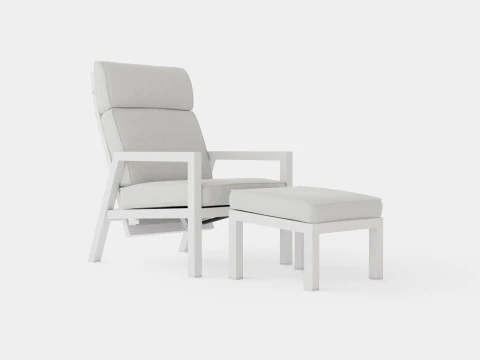 Belfort リクライニングアームチェア (フットスツール付き) 3Dモデル