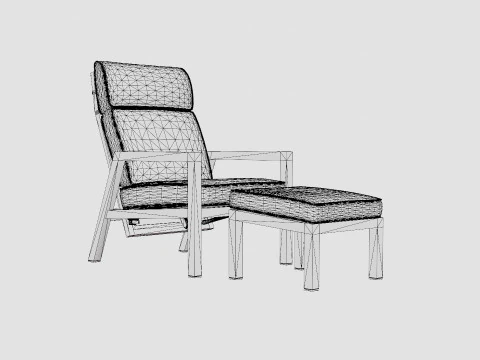 Belfort reclining armchair incl footstool 3D Model