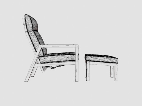 Belfort reclining armchair incl footstool 3D 模型