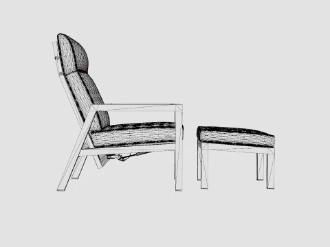Belfort reclining armchair incl footstool 3D Model