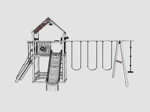 Circus Clubhouse Pkg II Popular With Wood Roof 3D Model