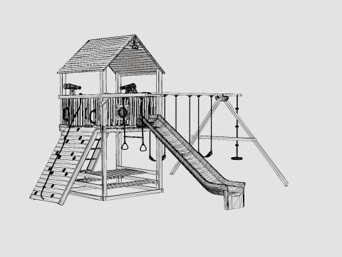 Circus Clubhouse Pkg II Popular With Wood Roof 3D 모델
