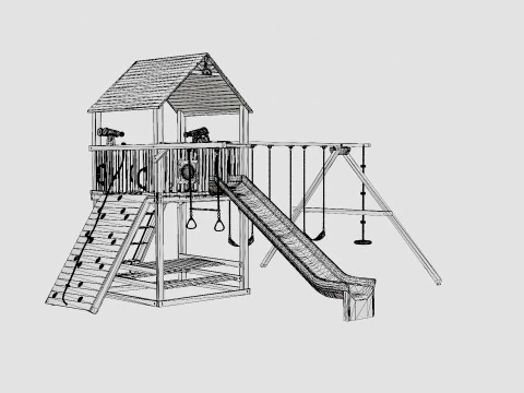 Circus Clubhouse Pkg II Popular With Wood Roof 3D Model