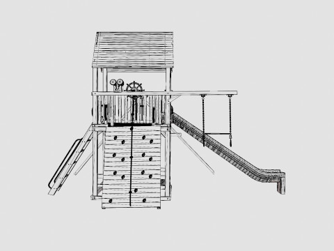 Circus Clubhouse Pkg II Popular With Wood Roof 3D 모델