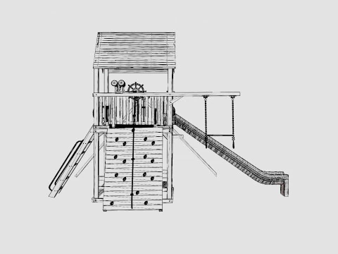 Circus Clubhouse Pkg II Popular With Wood Roof 3D Model