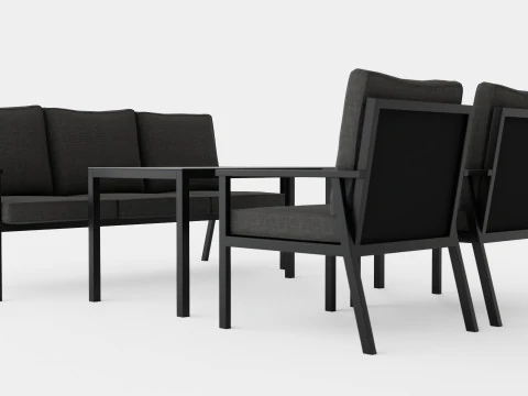 Rana 3-seater sofa set 3D Model