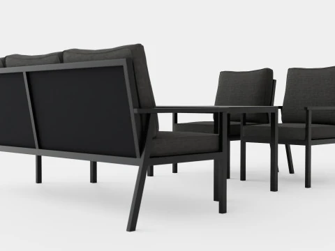 Rana 3-seater sofa set 3D Model