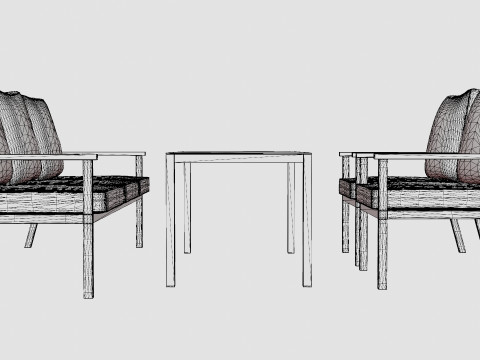 Rana 3-seater sofa set 3D Модель