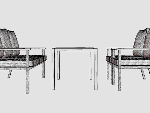 Rana 3-seater sofa set 3D Model
