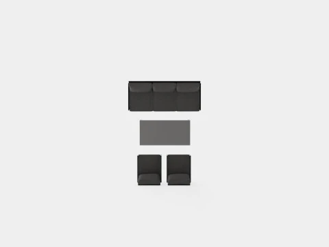 Rana 3-seater sofa set 3D Model