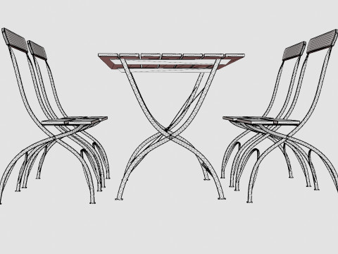 Bryggeri dining set 3D मॉडल