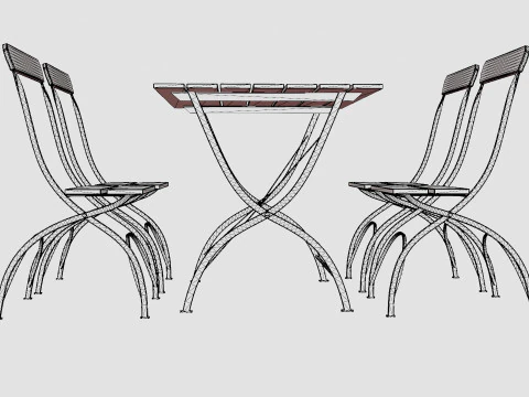 Bryggeri dining set 3D Model