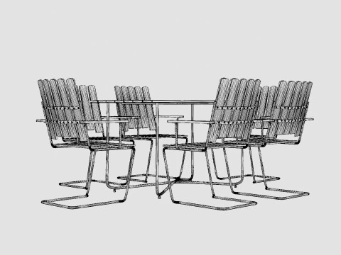 B25 다이닝 세트 3D 모델