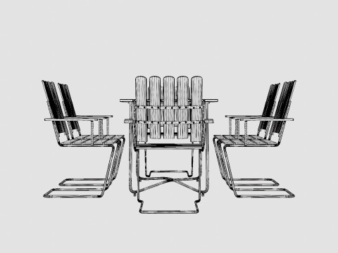 B25 dining set 3D Model