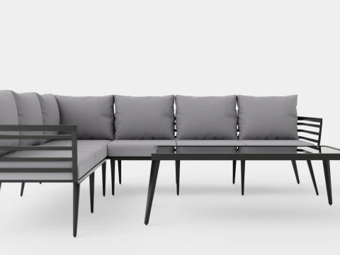 टेबल मालिबू के साथ कॉर्नर सोफा 3D मॉडल