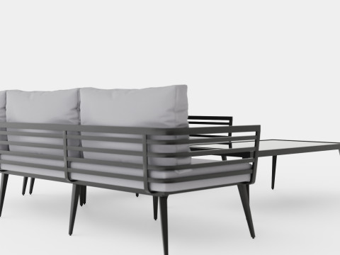 CORNER SOFA WITH TABLE MALIBU Modello 3D