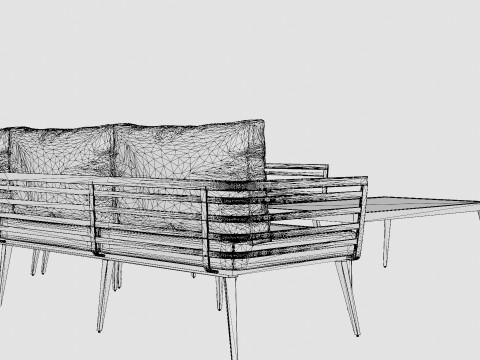 CORNER SOFA WITH TABLE MALIBU Modello 3D
