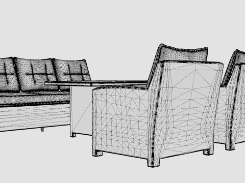 Malaga sofa set 3D Model