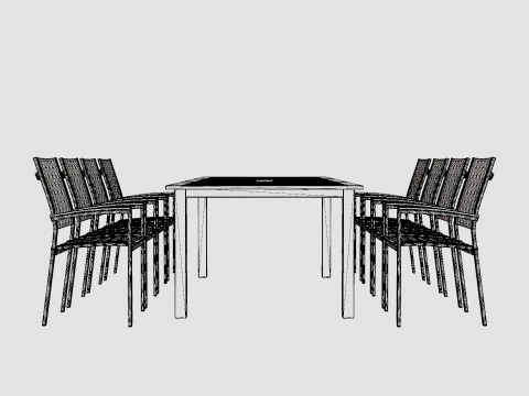 Ensemble de salle &agrave; manger double Modèle 3D