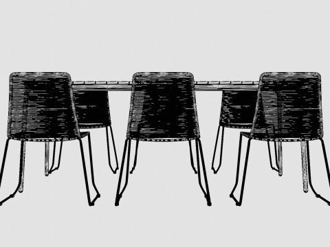 Bjorko and Hono dining set 3D मॉडल