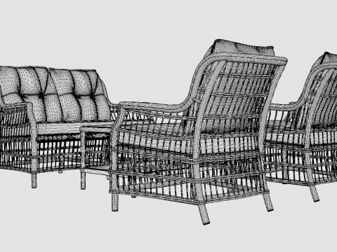 New England sofa set Model 3D