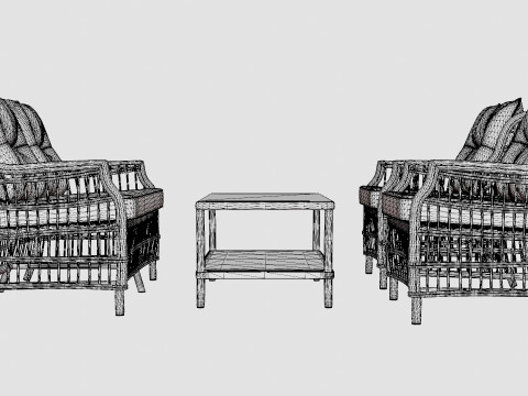 New England sofa set Model 3D