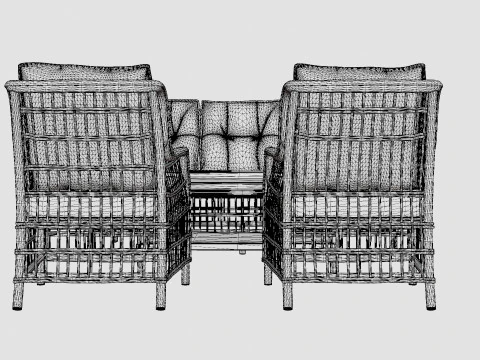 New England sofa set 3D Model
