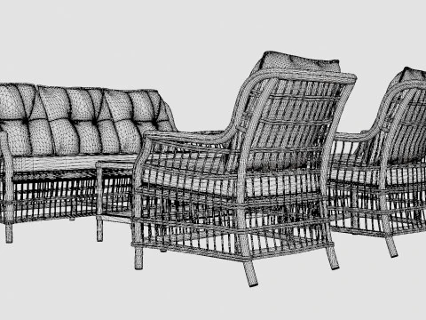 New England sofa set 3D Model