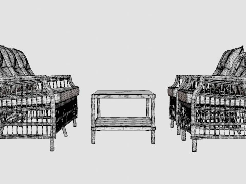 New England sofa set 3D Model