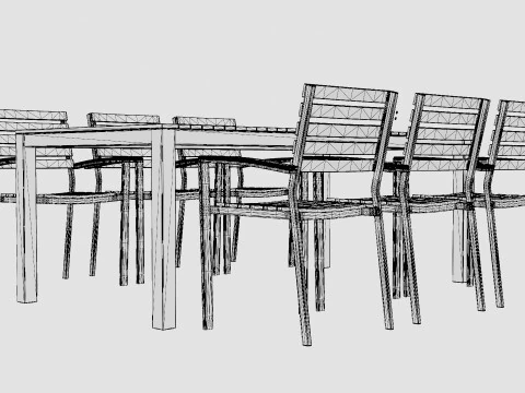 Bay dining set 3D Model