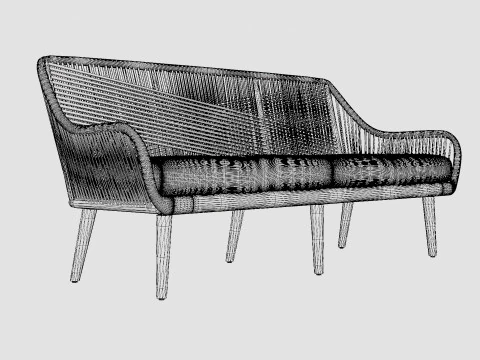 Fargo 3-seater sofa 3D Model