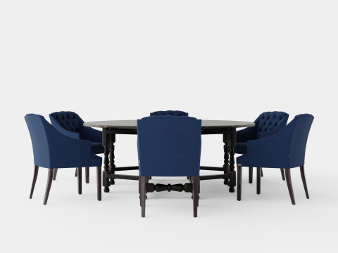 Balmoral black with Delano chair indigo 3D Model