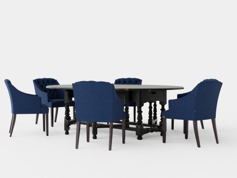Balmoral black with Delano chair indigo 3D Model