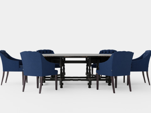 Balmoral black with Delano chair indigo 3D Model